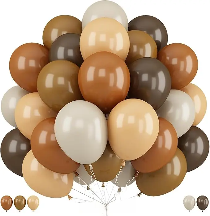Brown Balloons Set 12 Inch Retro Brown Khaki Cream 35 Pcs Mocha Cocoa Coffee for Baby Shower