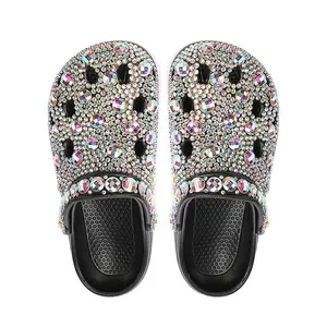 Trendy Summer Footwear for Women Featuring Diamond Embellishments, Thick EVA Soles, High-Quality Slippers., Women Shoes Handcrafted-hole Shoes, And a Versatile Design for Outdoor Use Girl Flipflop Slide