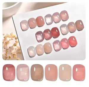 GAOY Jelly Gel Nail Polish Set, Colors Nude Pink Brown, UV Light Cure Gel Polish for Salon and Nail Art DIY at Home