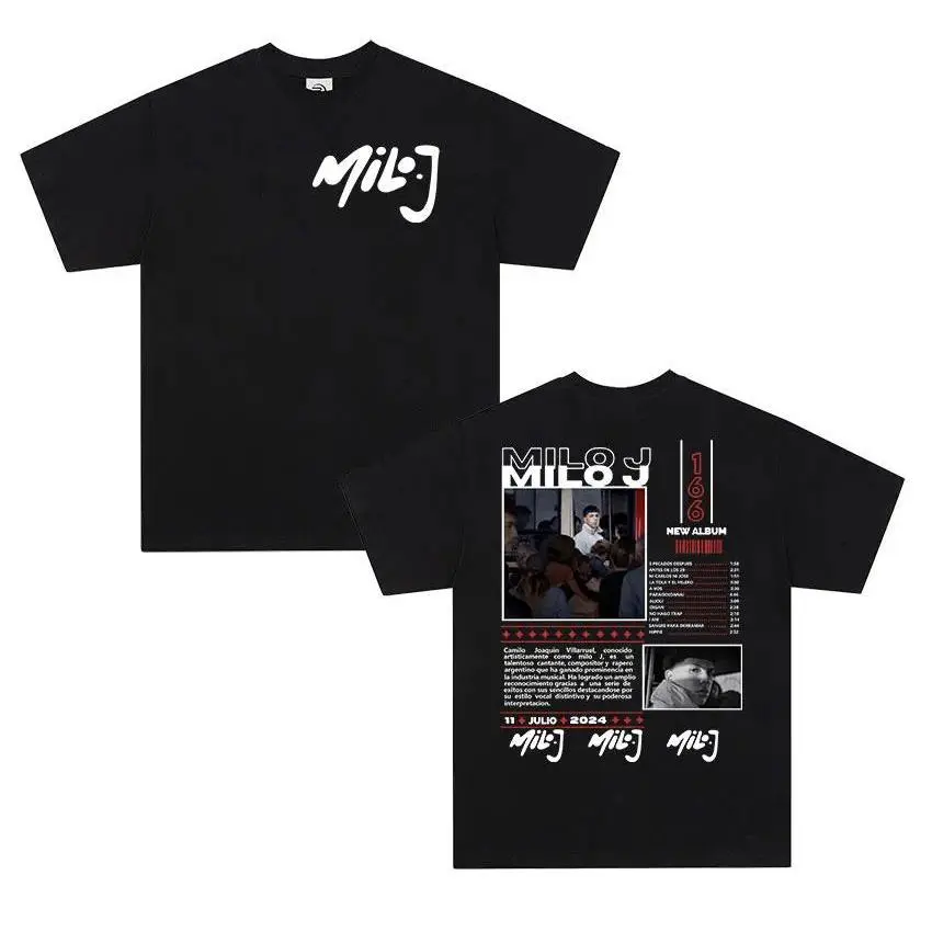 Milo J "166" Tour Graphic T-Shirt - Menswear 100% Soft Cotton Oversized Short Sleeve Classic Aesthetic Cargo Sports Top, Retro Streetwear Tee