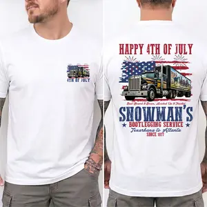 Snowman Smokey And The Bandit 4th Of July Shirt, Bootlegging Service East Bound And Down Tee, Retro Truck Driver Movie Patriotic T-Shirt