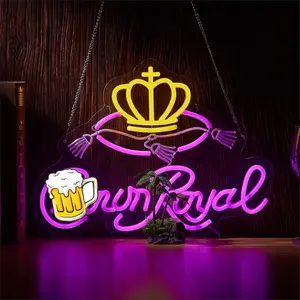 Crown Neon Sign, USB-Powered Royal LED Beer & Whiskey Light for Bar Man Cave Decor, Home Improvement Novelty Lighting Gift