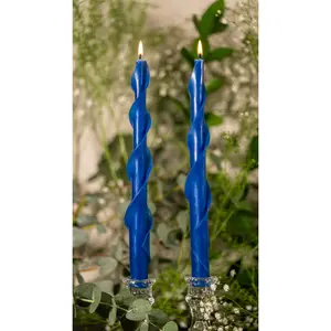 Double Spiral Beeswax Candles - Blue