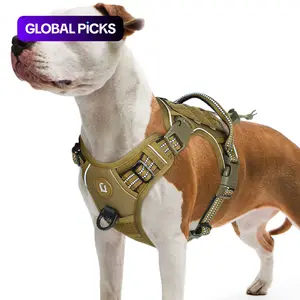 Tactical Dog Harness, No-Pull Design, Adjustable & Breathable Mesh Fabric, Extra-Large Size for Outdoor Training & Walking, Durable Reflective Harness #GLOBAL PICKS