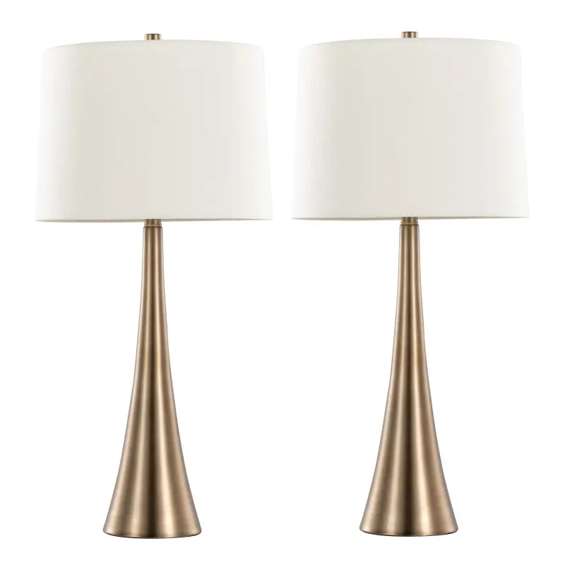 Diana 29" Contemporary Metal Table Lamp in Matte Golden Bronze with White Linen Shade from Grandview Gallery by LumiSource - Set of 2