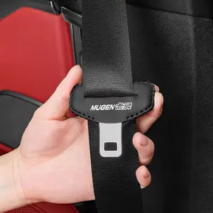 Honda Mugen PU Leather Seat Belt Buckle Covers, Anti-Collision Protective Shields, Automotive Interior Accessories, Model A19961208