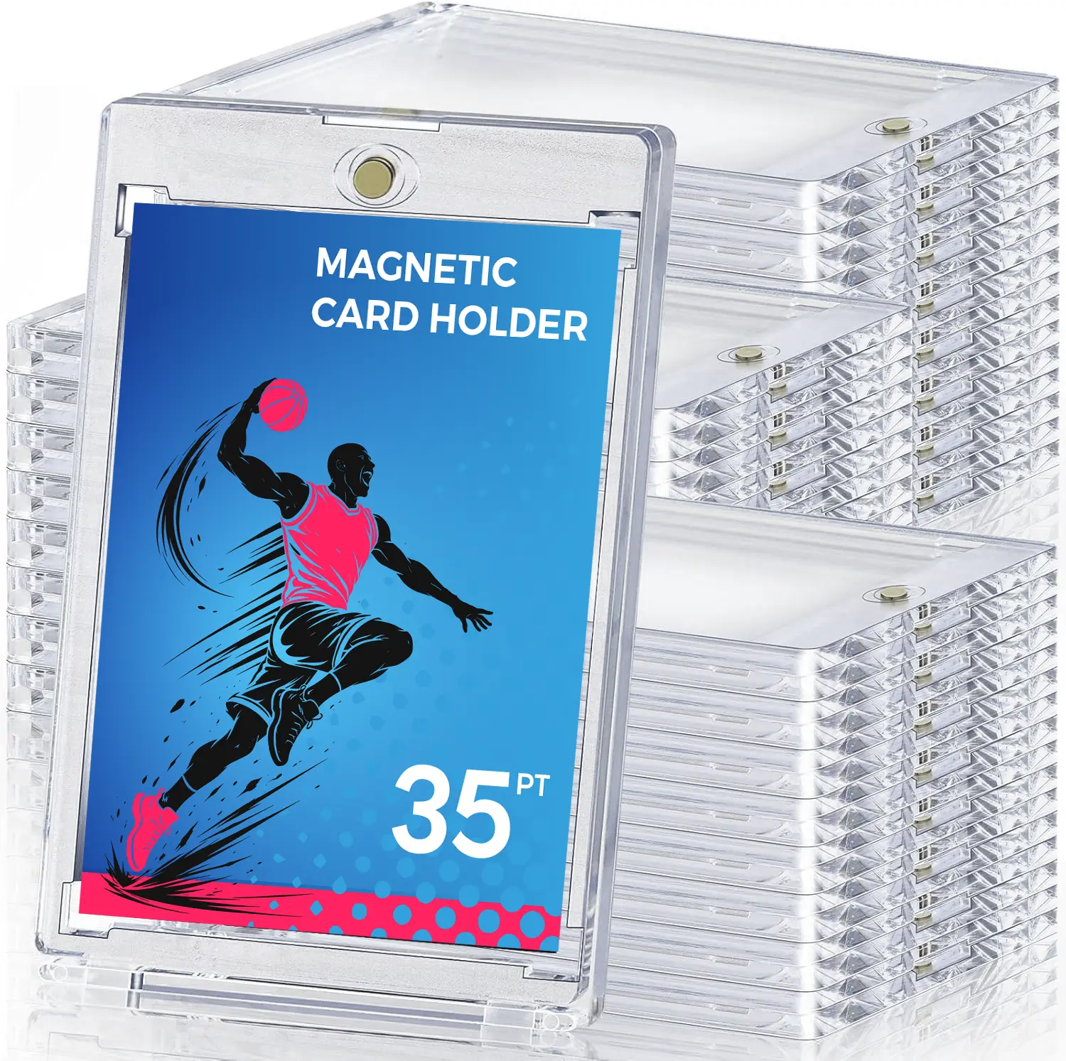 Magnetic Card Holders Cases, 35pt Acrylic Baseball Hard Plastic Card Case Fit for MTG, TCG, Standard Cards, Sports Cards Storage and Display