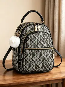Letter Print Fashion Backpack, Luxurious Casual PU Shoulder Bag, Multi-Compartment Large Capacity, Adjustable Straps, Women's Bag