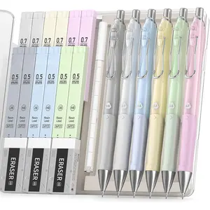 Pastel Mechanical Pencil Set,6PCS Cute Mechanical Pencils with 432 count 0.5 & 0.7 mm HB/2B Leads, 3 count Erasers, 9 count Eraser Refills,School Supplies for Writing, Drawing & Sketching