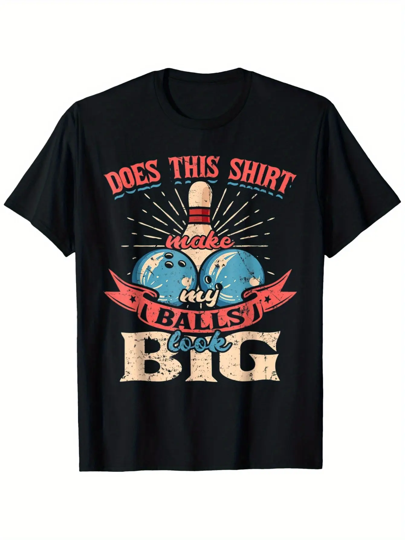 Men's Heavyweight 180gsm Bowling T-Shirt - 100 Cot unisex soft cotton short sleeve t shirt, vintage graphic casual tee for men women teens, perfect birthday holiday gift for camping travel gym daily street casual wear