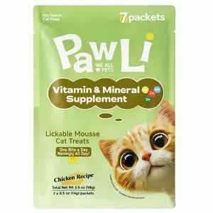 PAWLI Vitamin & Mineral Supplement Lickable Cat Treats  – 0.5 oz, 7 Tubes