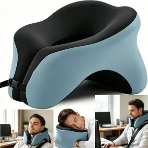 Neck Travel Pillow Memory Foam Neck Pillow for Comfort on Airplane Compact and Ergonomic Design for Travel, Breathe Easy Face Down Pillow, Massage Pillow Face Down - Headrest Face Pillow for Bed Car Rides, and Home Use Ideal for Adults