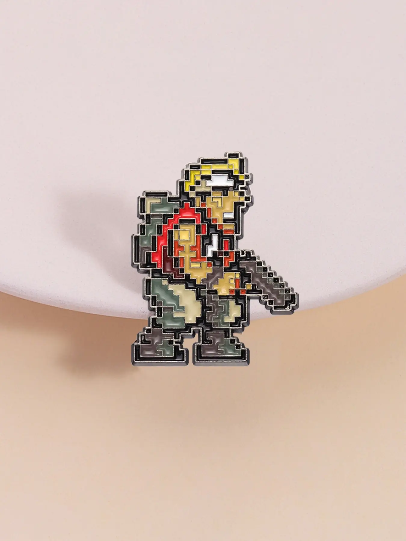 Alloy Bullet Pin Badge, Classic Shooting Game Character Brooch, Retro Pixel Style, Arcade Game Theme Accessory, Backpack Hat Decoration Gift