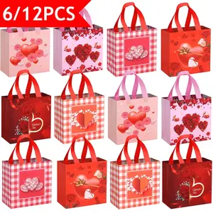 6/12pcs Mother's Day Gift Bags with Handles, Reusable Non-Woven Tote Bag, 9.1x8.7x4.3 Inches, Party Gifts for Women and Grandmothers