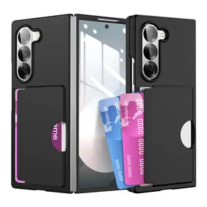or Samsung Galaxy Z Fold 7/6/5/4/3 Case, Foldable Leather Wallet Cover with Card Holder, 1.5mm Camera Guard + 1.0mm Screen Edge, Anti-Drop Shockproof, Foldable Stand Function, Business Travel Phone Shell, Cross-Border Hot Item
