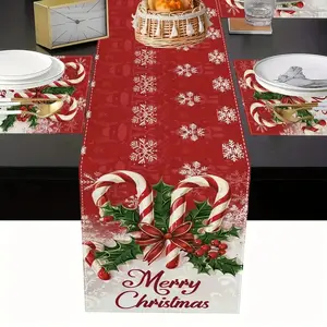 Christmas Table Flags & Placemats Set, Kitchen Dining Decorations, Outdoor Party Arrangement, Festive Holiday Home Decoration