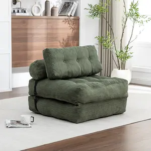 ARCH Folding Sofa Bed, Convertible Sleeper Chair with Pillow Foldable Mattress with Back Support, Portable Fold Out Chair Bed Comfy Floor Sofa Lounge for Living Room Bedroom, Green, Single