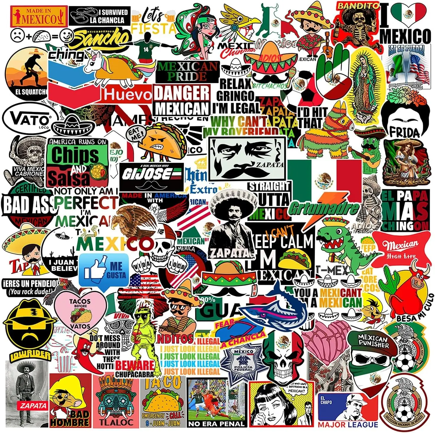 100 Pcs Mexican Pride Hard Hat Stickers - Waterproof Funny Vinyl Mexico Tool Box Decals for Electrician, Lineman, Ironworker & Oilfield Gear