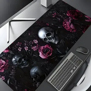 Medieval dark Gothic rose Design Extra Large Gaming Mouse Pad,Aesthetic Desktop Protection Pad,Washable Rubber Pad Non-Slip Lock Edge Multi-Size Mouse Pad Suitable For Home Office,Desk Accessories,Good Gift for Family and friends