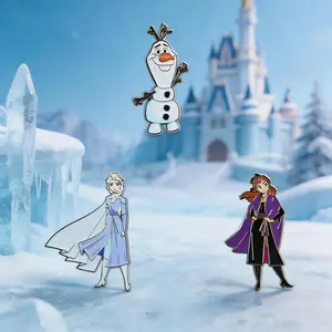 Disney Frozen Princess Pin 3PCS Set Officially Licensed Collectible Cute Gorgeous Gown Dress Elsa Anna Olaf Anime Brooch Backpack Decoration Jacket Lapel Anti-Rust Exquisite