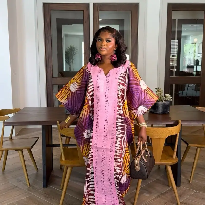 Adire maxi kaftan dress for women: stylish and comfortable for everyday wear