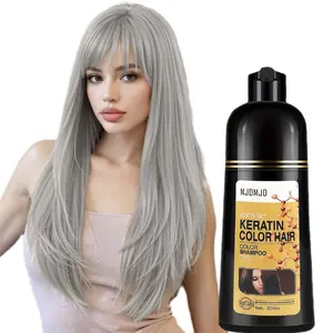 MJDMJD Plant Extract Keratin Silvery Gray Hair Color Shampoo,3 In 1 Hair Color,Nourishing Hair Color,Unisex,Color In Minutes,Easy To Use,Plant Care,Best Gift