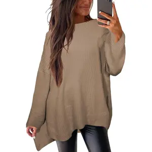 Oversized Sweaters Batwing Long Sleeve Chunky Fall Winter Side Slit Tunic Pullover Knit Tops (Extra Loose)