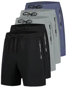 Summer Men's Shorts (5 Pack), Disposable Quick-Dry Fitness Shorts, Solid Sports Shorts, Lightweight Polyester Shorts, Casual Fitted Design, Drawstring Shorts, Lightweight Workout Shorts, All Seasons