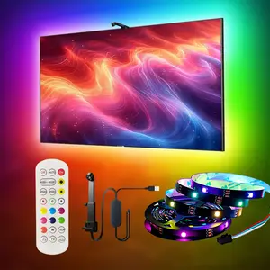 LED TV Backlight Strip with Ar Sensor, Tv Led Lights, Synchronize Screen Color Lighting, Remote Control Included, Ideal for Living Room & Home Cinema