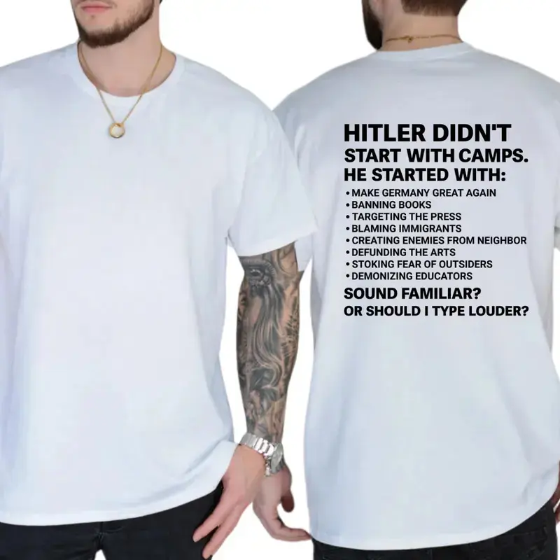 Bold Historical Statement Graphic T-Shirt, Social Awareness Unisex Cotton Tee, Conversation Starter Shirt