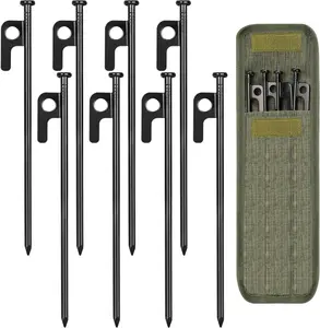 8/16/32 Pack 8in Heavy Duty Forged Steel Tent Stakes, with Storage Bag, for Camping