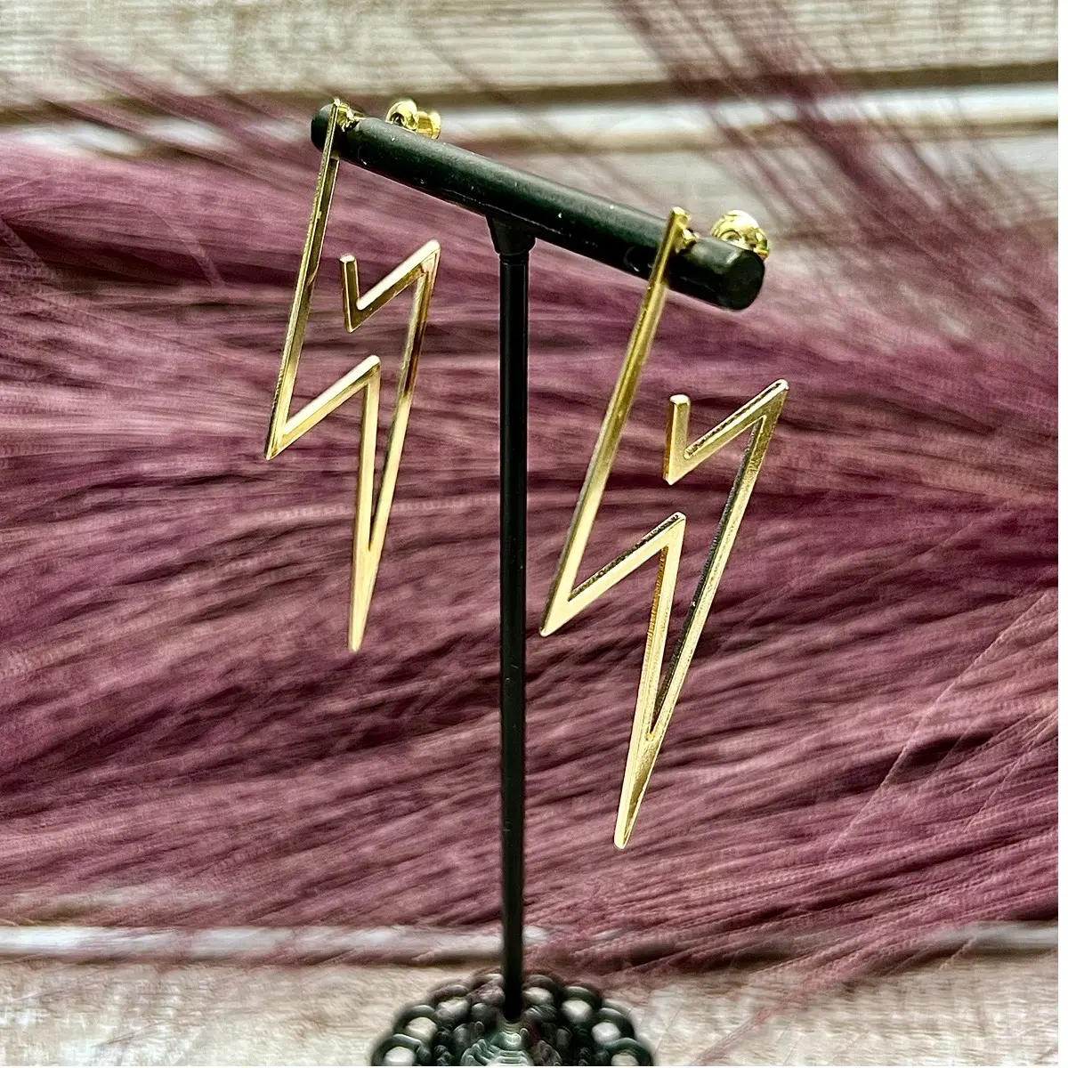 Lighting Bolt Dangle Stud Earrings