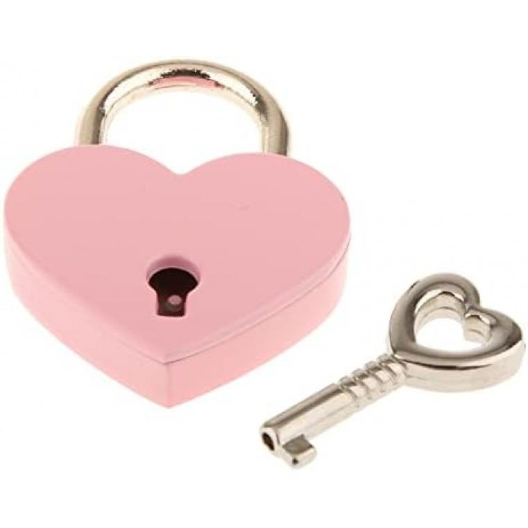 3 Pcs Small Metal Heart Shaped Padlock Mini Lock with Key for Jewelry Storage Box Diary Book,Pink