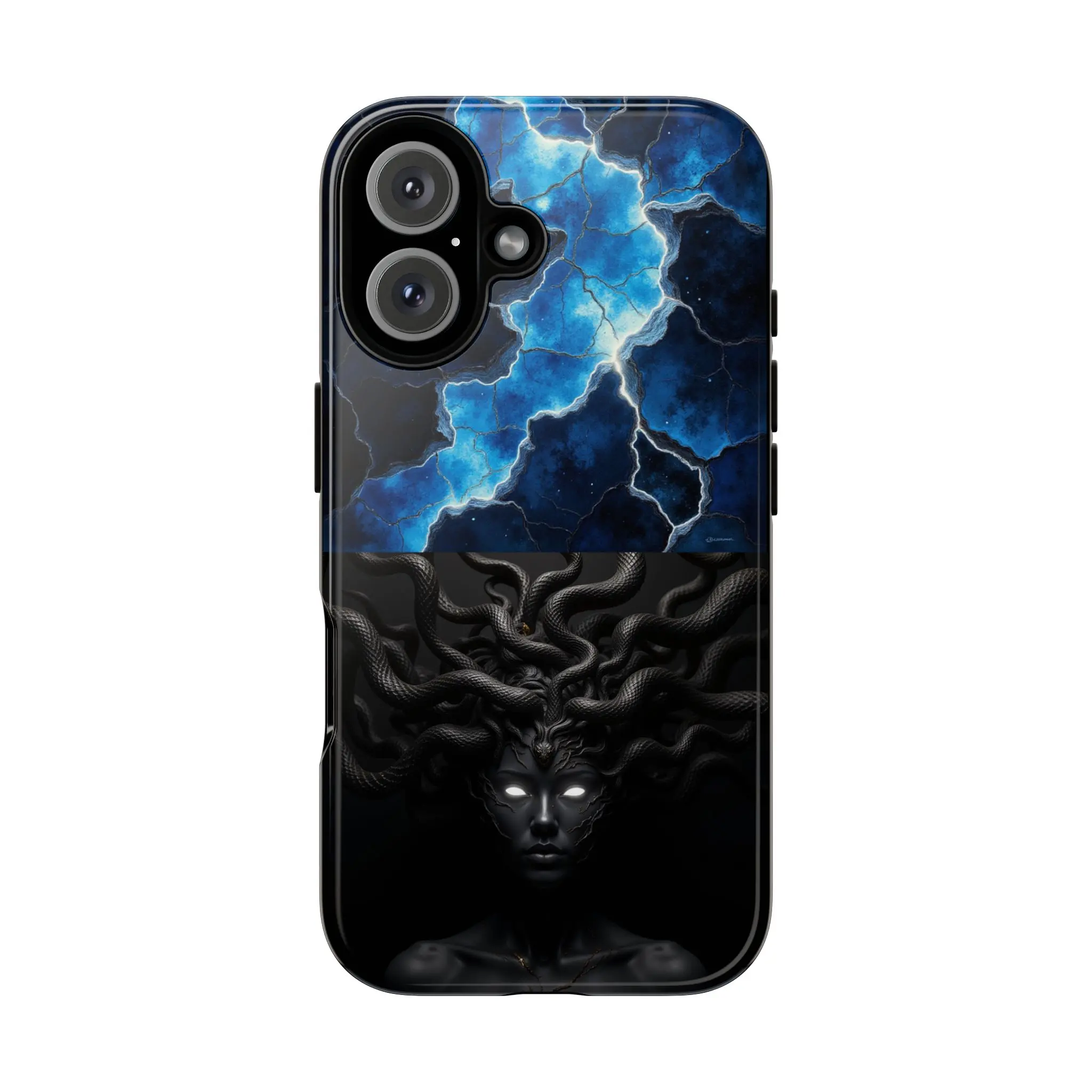 Medusa with Electric Blue Lightning Tough Case | Mythical Phone Case