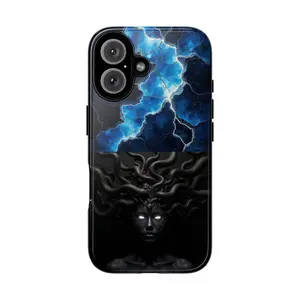 Medusa with Electric Blue Lightning Tough Case | Mythical Phone Case