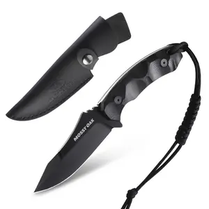 #JumpstartSale Mossy Oak 9" Knife, 14C28N Full Tang Fixed Blade Knife, G10 Handle Knife for Camping, Hiking (Black)
