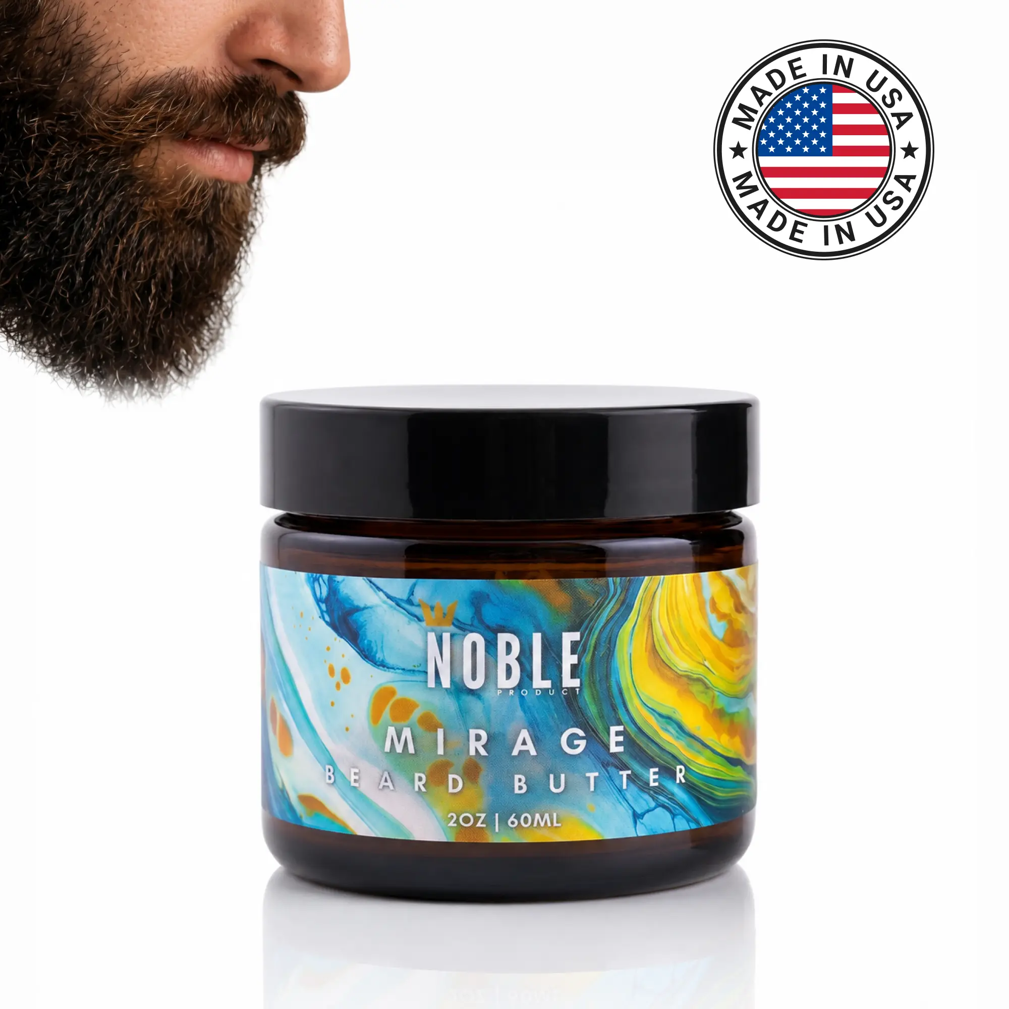 Mirage Beard Butter for Men - Deep Conditioning Beard Balm | Bergamot, Sea Coconut & Cedarwood Scent | Wax-Free Beard Softener, 2 oz