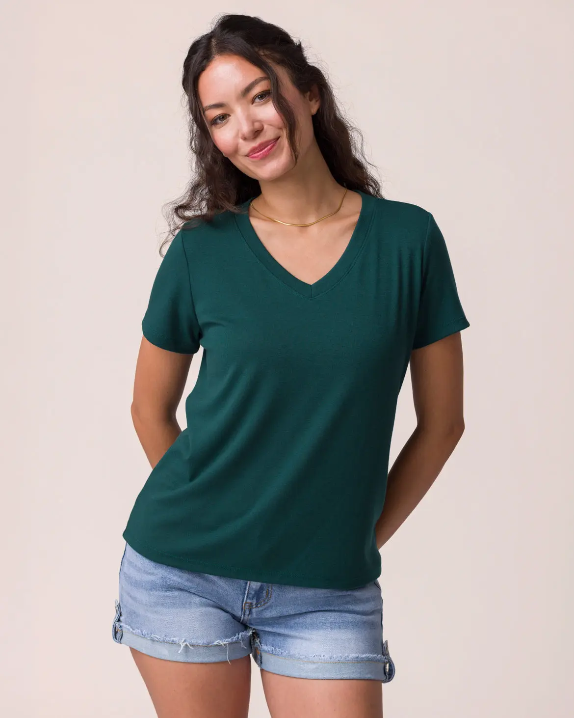 Best Fit V-Neck Tee in Emerald Green - FINAL SALE