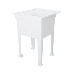 Utility Sink Heavy Duty Freestanding Utility Tub Sink, 24 x 24 Inches, White