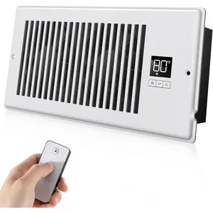 Quiet Register Booster Fan Fits 4" x 10" (DUCT OPENING CUTOUT), 10-Speed  Heating Cooling AC Vent Booster Fan w/Remote Control & Thermostat Control (Vertical Grille - White) - Corded