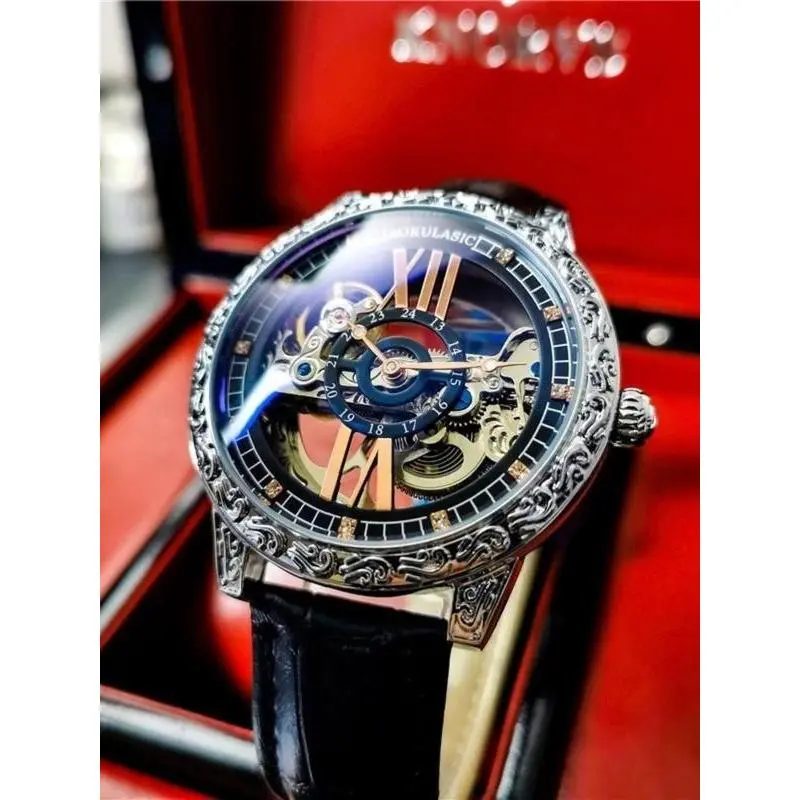 Men's Fashion Full Automatic Mechanical Watch, Fashion Luminous Watch for Party, Daily Decor, Trendy All-match & Exquisite Watch for Birthday Gift with Box Men's Fashion Full Automatic Mechanical Watch, Fashion Luminous Watch for Party, Daily Decor, Trendy All-match & Exquisite Watch for Birthday Gift with Box