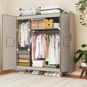 portable wardrobe closet，Thickened Magnetic Suction Plate for Tight, 19mm Steel Tubes, Max Load - Bearing, Spacious for All - Season Clothes | Thoughtful Baseboard, Moisture & Stain - Proof, Easy to Clean | Ideal for Bedrooms, Dormitories, Rentals & More