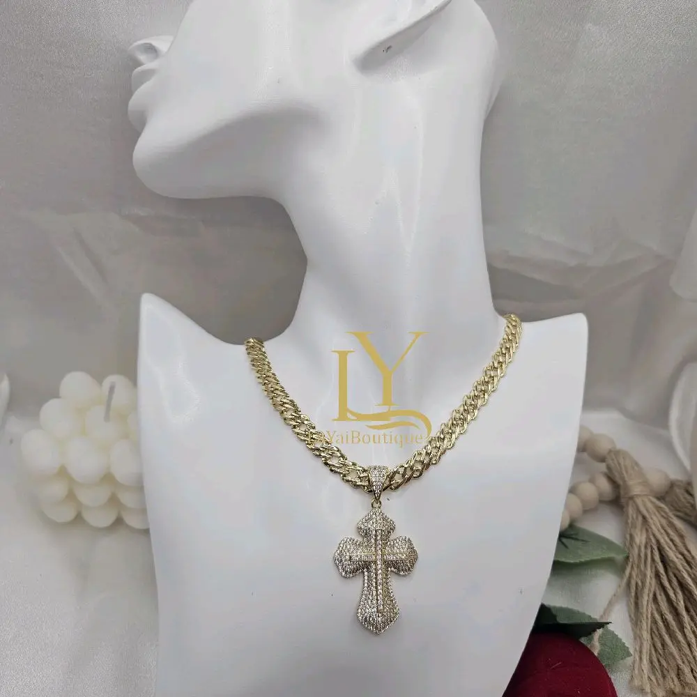 LaYaiBoutique #2362 14k gold plated cross necklace and pendant, High Quality