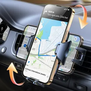 Heavy-Duty Air Vent Phone Holder Carbon Fiber Pattern Cradle for Car, 360° Swivel Rotation & One-Touch Release, Easy Installation, Shockproof Quick Release Mount Stand Universal Compatible with iPhone Samsung Google & All Smartphones (4-7 Inch)