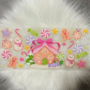 Gingerbread House-UVDTF Wrap 16oz Cup Wrap Decorative Stickers Waterproof  Glass UVDTF transfer Holiday