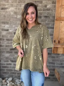 Olive Washed Worn Pocket Tee by BlueVelvet