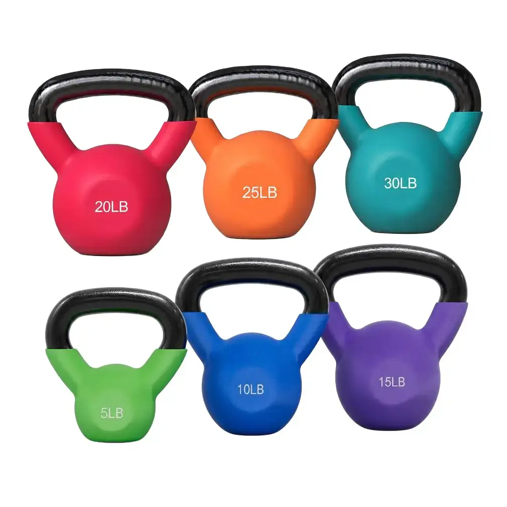 Mikolo Solid Cast Iron Kettlebell with Reinforced Powder Coat Thick Neoprene Coating Stable Wobble-Free Base for Added Stability