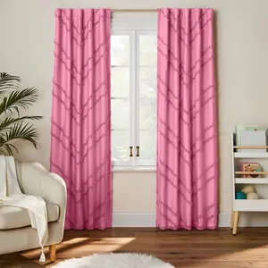 42"W x 84"L Chevron Clip Dotted Sheer Overlay Kids' Blackout Window Curtain Panel Purple - Pillowfort