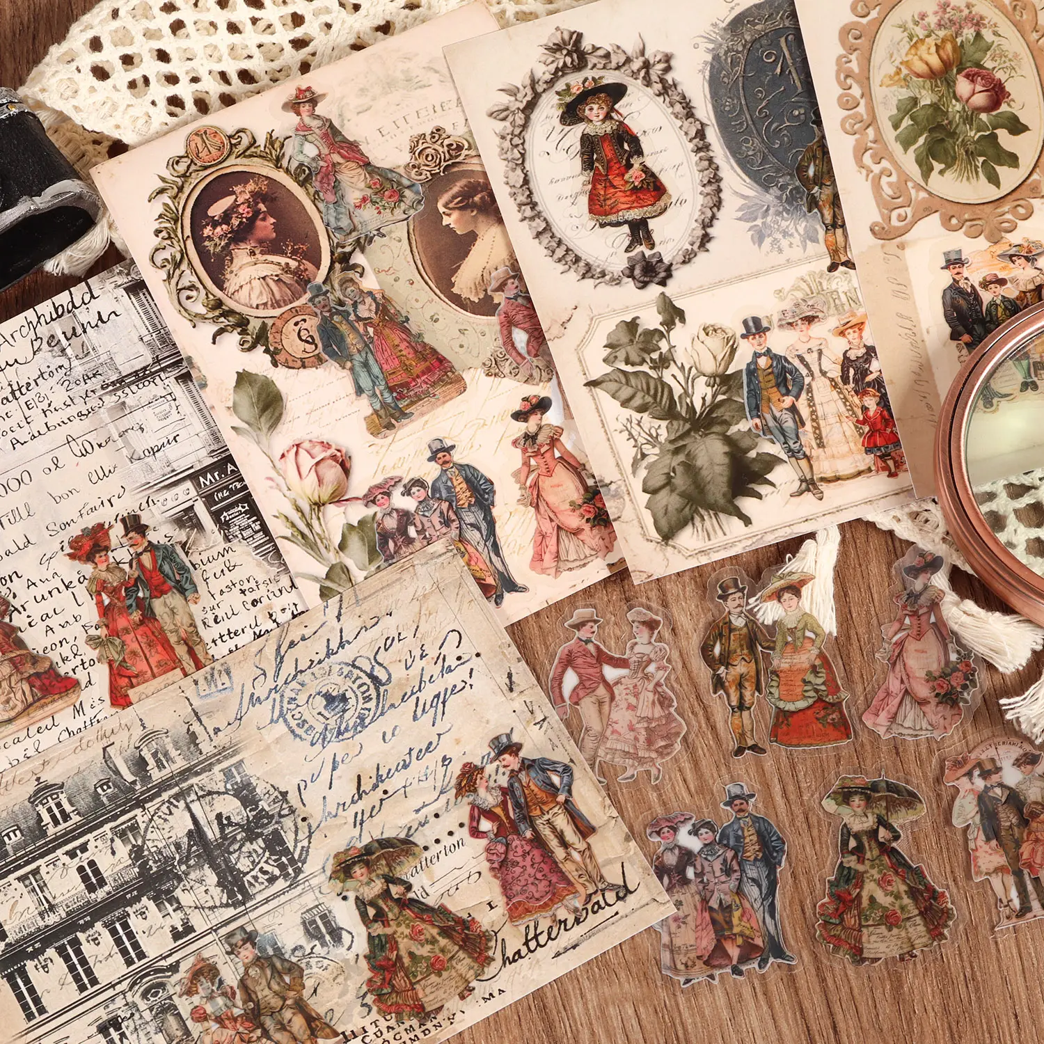 JAIIMAN 18sheets(70+stickers) Art Paper and PET Vintage Victoria Landscape Self-adhesive Scrapbook Sticker Pack, Decorative Stickers, Aesthetic Stickers, for Card Decoration, Scrapbooking Supplies, Planner Accessories
