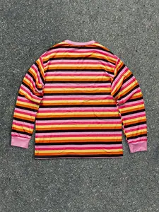 Men's Casual Round Neck Long Sleeve Striped Letter Print Hoodie, Rainbow Stripe Street Style Fashion, Youthful Daily Wear
